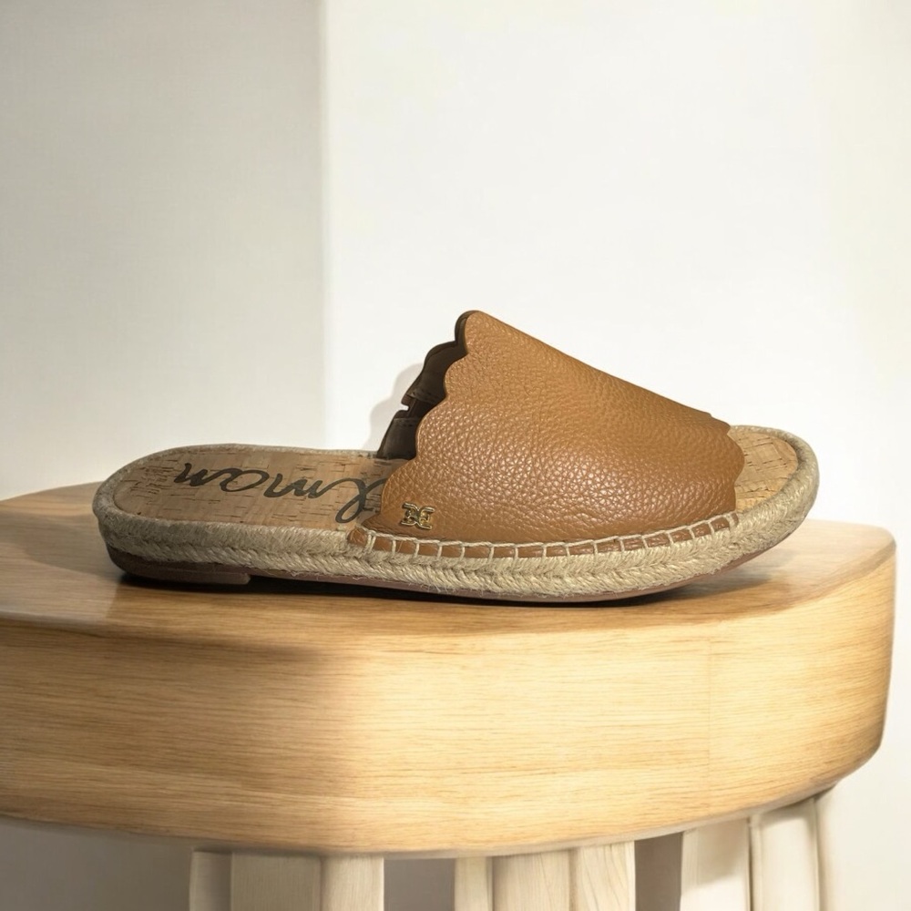 Sam Edelman Tan Leather Slide Espadrilles